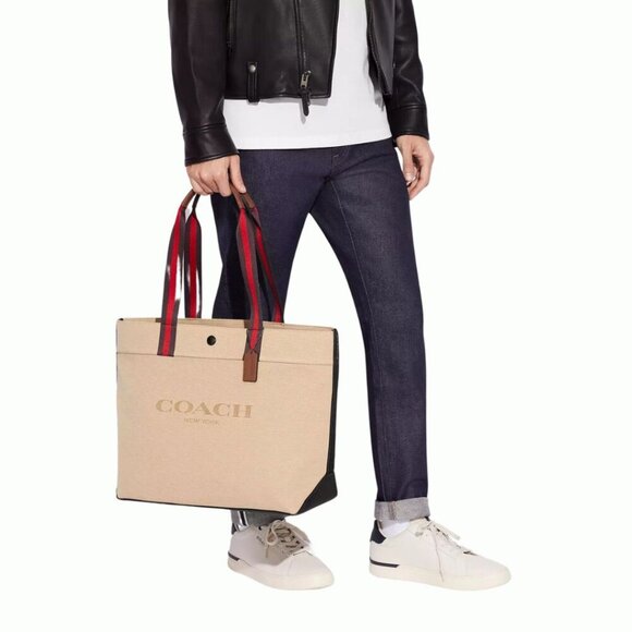 Coach Unisex Canvas & Leather Tote Bag 38 In Colorblock - Picture 1 of 10